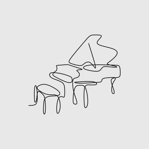 Linea Disegno Continuo Pianoforte Strumento Musicale Con Caratteristiche Design Minimalista — Vettoriale Stock