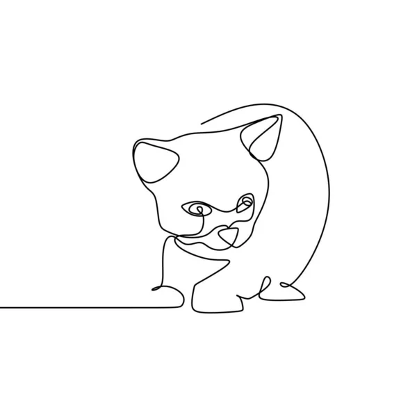 Katze Eine Linie Zeichnung Kontinuierlichen Stil Des Minimalismus Design — Stockvektor