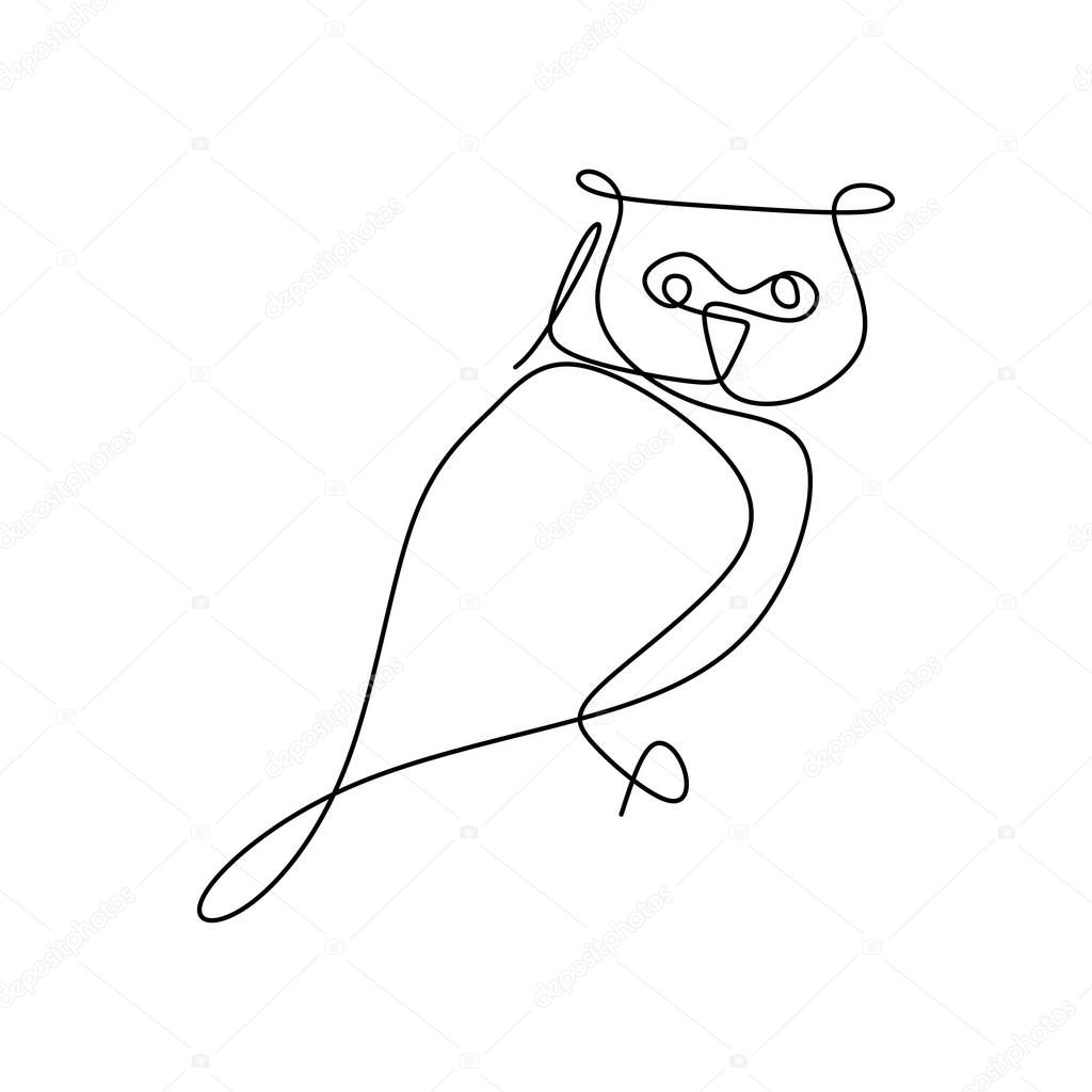 drawing a continuous line of owls with a simple design.