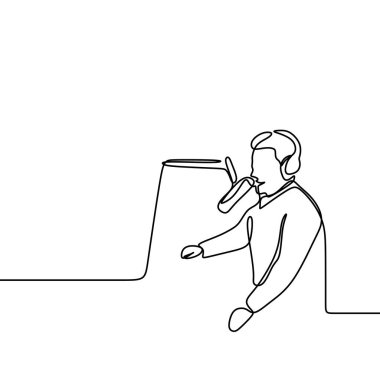 Podcast kişi sürekli bir çizgi çizim