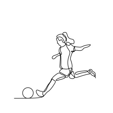 Kadın futbolcu aralıksız çizim yapıyor.