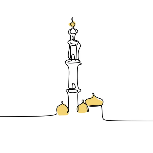 Souvislý Jeden Spojnicový Výkres Mešity — Stockový vektor