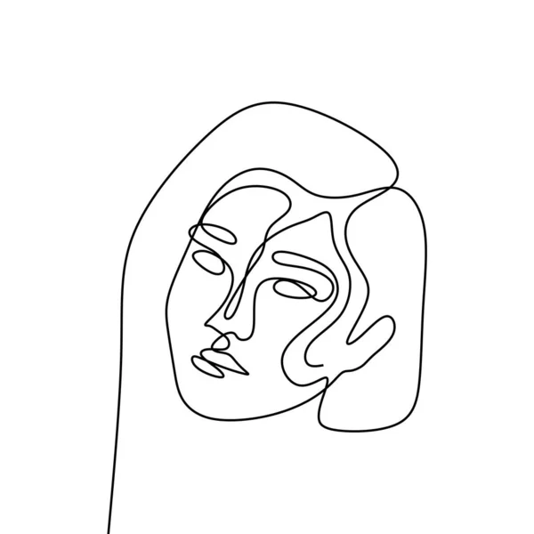 Les Femmes Font Face Continu Dessin Ligne — Image vectorielle