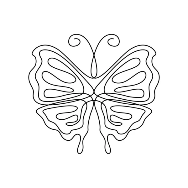 简单的蝴蝶 连续线条绘制 矢量插图极简主义设计 — 图库矢量图片