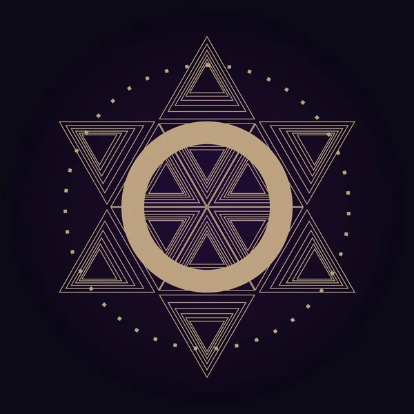 Mandala antik geometri kutsal sembolü. Ultra viyole arka plan üzerinde manevi geometrik şekil.