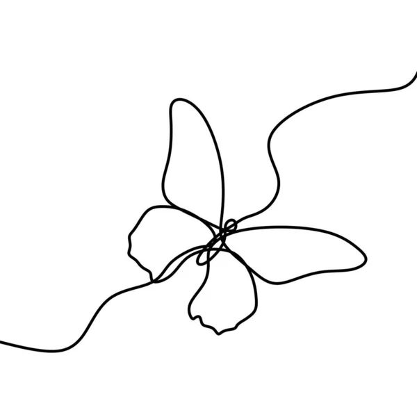 Метелик Один Безперервний Елемент Лінії Малювання Ізольований Білому Тлі Логотипу — стоковий вектор