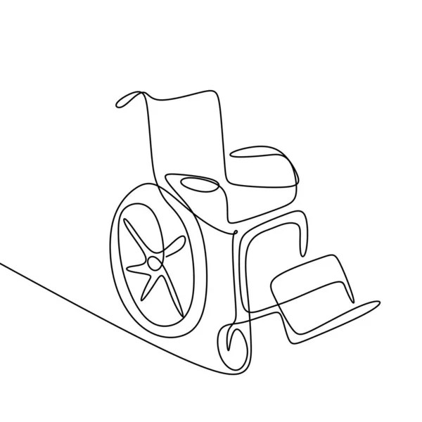 Wheel Chair Continuous Line Drawing Minimalist Design — Stock Vector