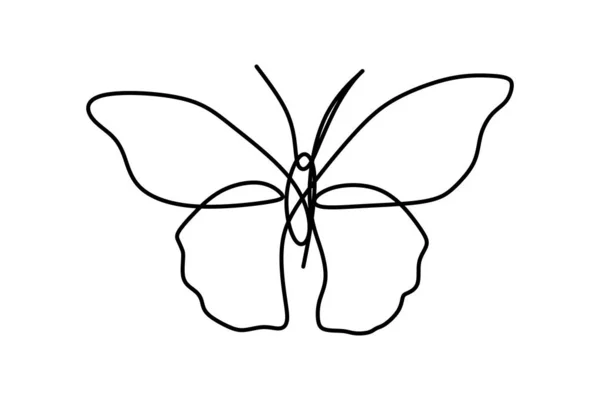 Mariposa Una Línea Dibujo Minimalismo Diseño — Archivo Imágenes Vectoriales