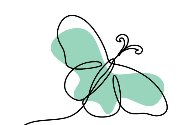 ロゴまたは装飾要素の白い背景に分離された蝶 つの連続線描画要素 トレンディなアウトラインスタイルの昆虫形態のベクトルイラスト — ストックベクタ