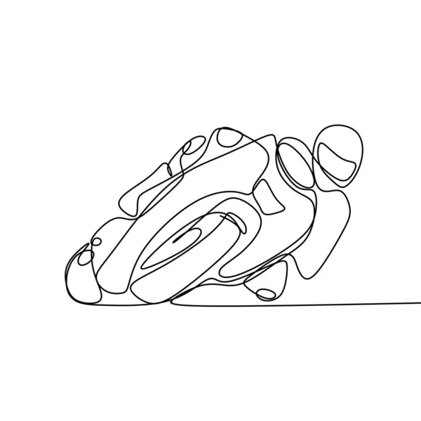Durchgehende Linie Zeichnung Person Reiten Motorrad Sport Design — Stockvektor