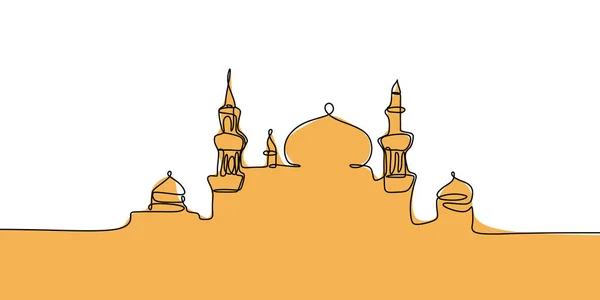 Ramadan Mešita Jedna Čára Souvislou Kreslením — Stockový vektor