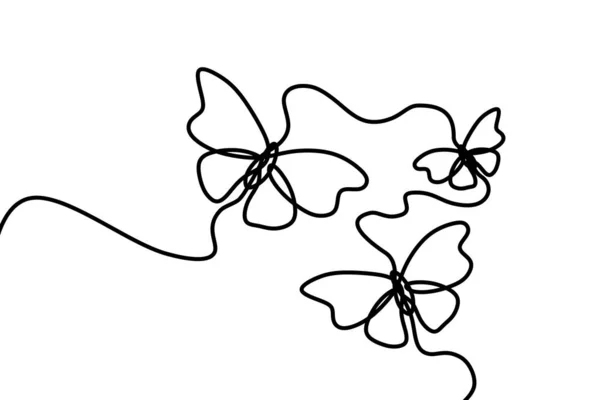 Kontinuierliche Linienzeichnung Des Schmetterlings Dekoratives Design — Stockvektor