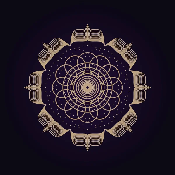 マンダラ古代幾何学の神聖なシンボル 紫外線の背景に精神的な幾何学的形状 — ストックベクタ