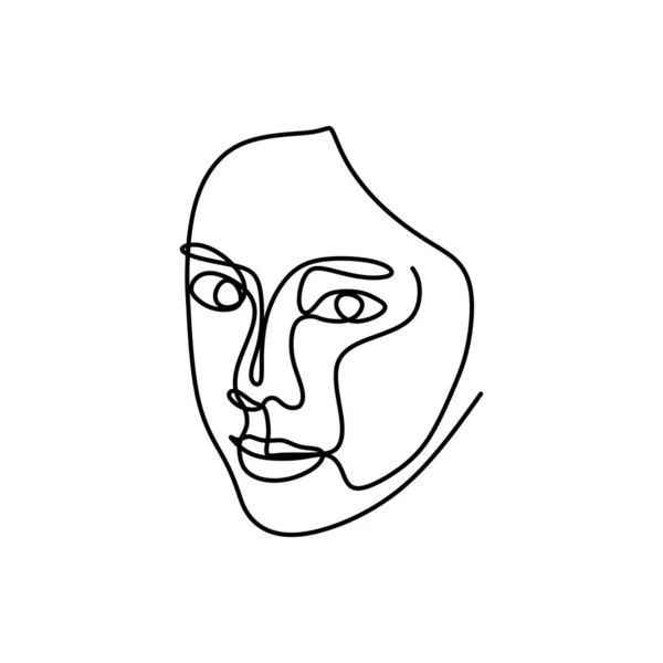 Girl Face Abstract Continuous Line Minimalist Design — Stock Vector