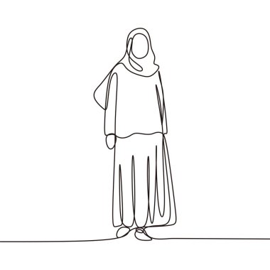 Hijab musilm kadın sürekli çizgi çizim