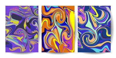 Akışkan poster kapağı modern renkli soyut set koleksiyonları vektör illüstrasyon şablonu