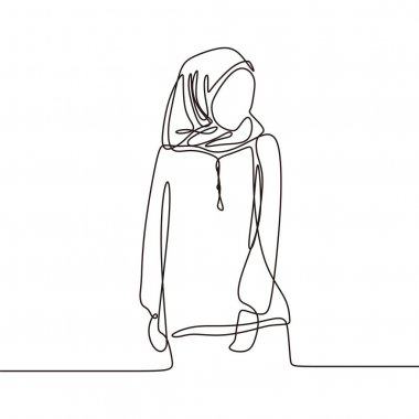 Hijab kadınların sürekli bir çizgi çizim