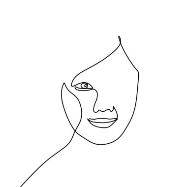 Kadınlar soyut minimalizmle karşı karşıya. Bir çizgi sürekli stil tasarımı.