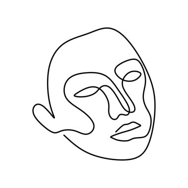 Kız yüz elle çizilmiş sürekli çizgi sanatı