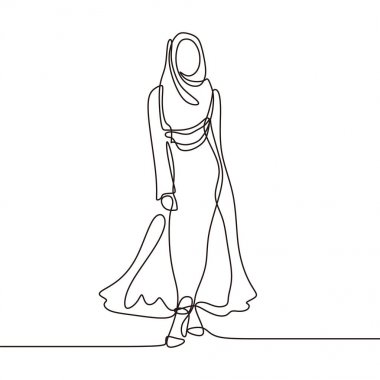 Hijab kız bir çizgi çizim moda müslüman minimalist tasarım