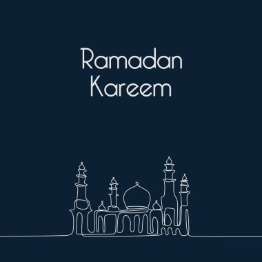 Ramazan kareem afiş tasarım minimalist tarzı cami ile sürekli tasarım çizgi sanat.