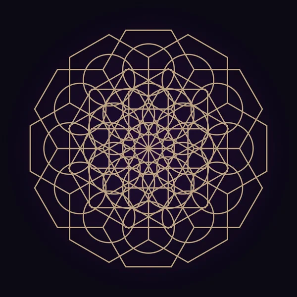 Mandala Ősi Geometria Szent Szimbólum Spirituális Geometrikus Forma Ultraibolya Alapon — Stock Vector