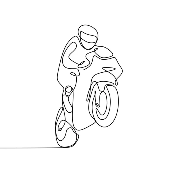 Personne Moto Debout Continu Une Ligne Dessin — Image vectorielle