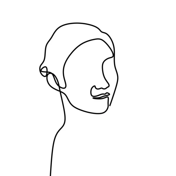 Women Face Abstract Continuous Line Art Drawing — 스톡 벡터