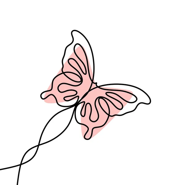 蝴蝶一个连续线绘制元素隔离在白色背景上的标志或装饰元素 时尚轮廓风格的昆虫形态的矢量插图 — 图库矢量图片