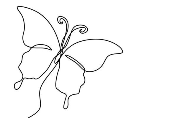 Mariposa Una Línea Dibujo Minimalismo Diseño — Vector de stock