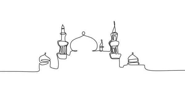 Mesquita Islâmica Desenho Uma Linha Desenho Vetor Ilustração Design Minimalista —  Vetores de Stock