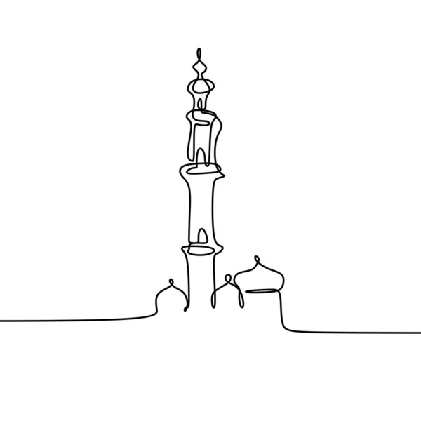 Continuous Line Drawing Mosque — Stock Vector