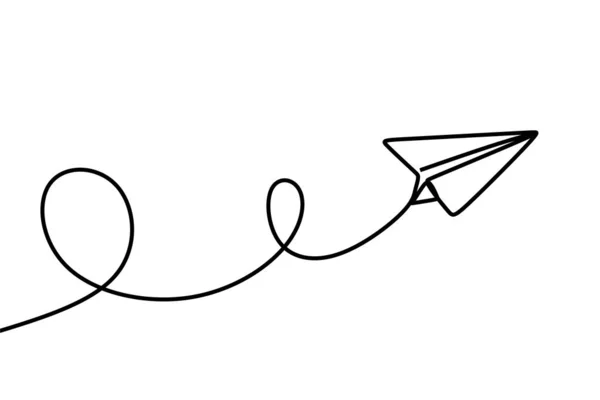 Dessin Ligne Continue Style Minimalisme Avion Papier — Image vectorielle