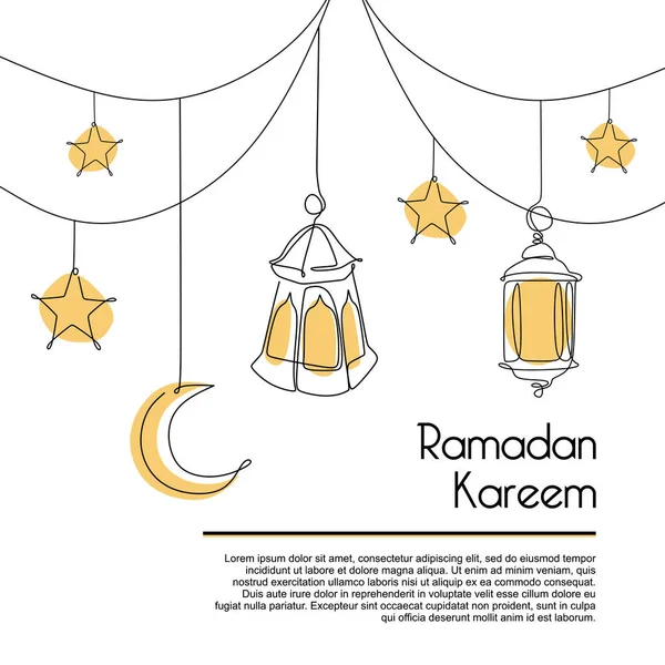 Ramadan Kareem Sjabloon Banner Ontwerp Voor Moslim Gemeenschap Met Lantaarn — Stockvector
