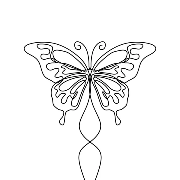 Minimalista Mariposa Una Línea Continua Dibujo — Archivo Imágenes Vectoriales