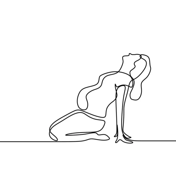 Zwangere Vrouwen Doorlopende Lijntekening Minimalistisch Design Doen Yoga — Stockvector