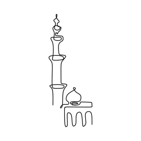 Dibujo Una Línea Mezquita — Archivo Imágenes Vectoriales