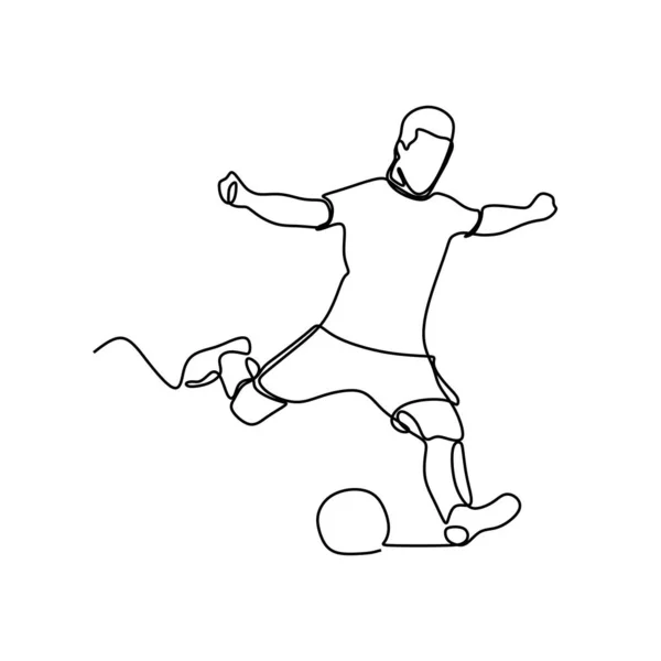 Jugador Fútbol Línea Continua Dibujo — Archivo Imágenes Vectoriales