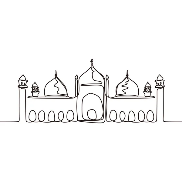 Dessin Continu Une Seule Ligne Mosquée — Image vectorielle