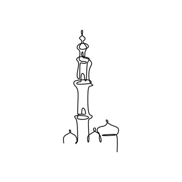 Continuous Line Drawing Mosque — Stock Vector