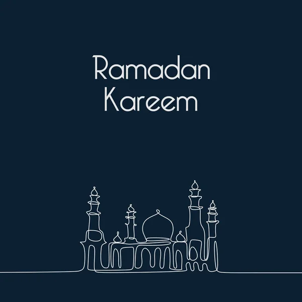 Ramadán Kareem Diseño Banner Estilo Minimalista Una Línea Diseño Continuo — Vector de stock