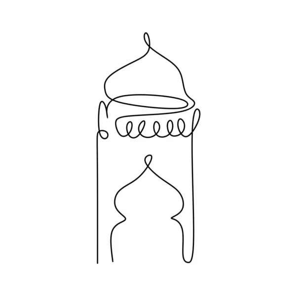 Lanterna Ramadan Una Linea Disegno Vettore Illustrazione Stile Minimalismo — Vettoriale Stock