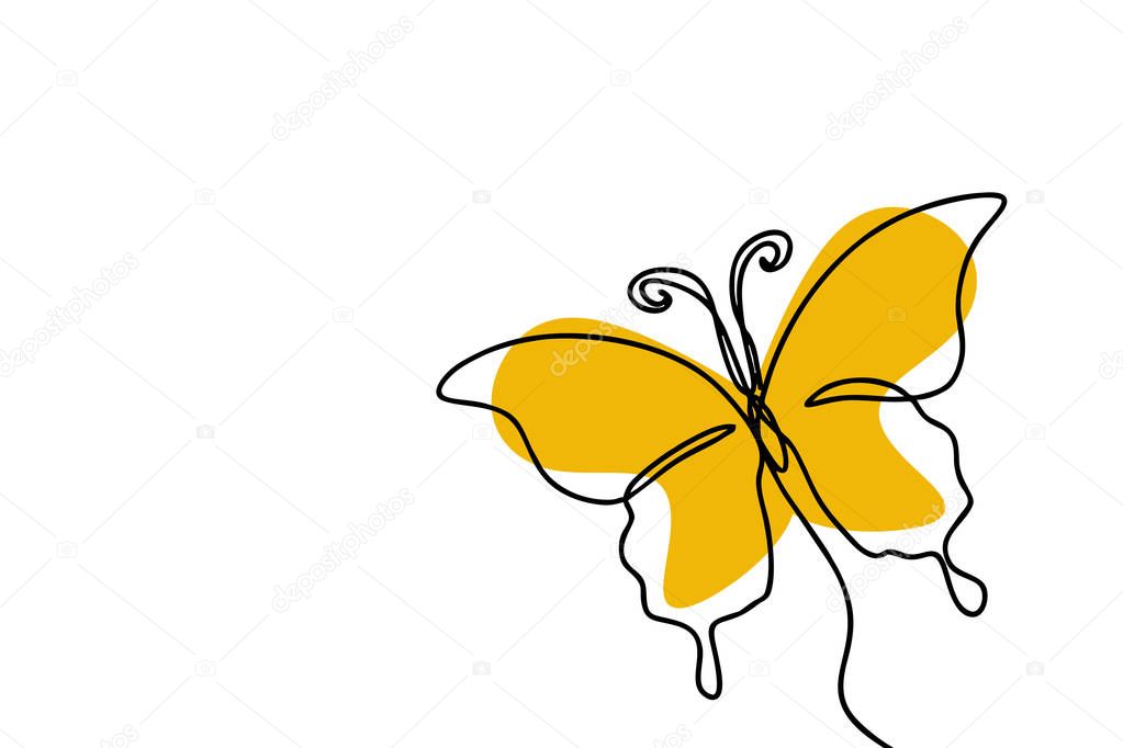 Butterfly one line drawing minimalism design