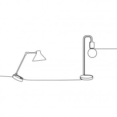 ev aletleri iç mekan mobilyaları için zemin lambası ve yuvarlak lamba bir çizgi lamba ışık simgesi siluet. Vektör düz izole iç tasarım elemanı. Web, reklam, afiş için küçük resim