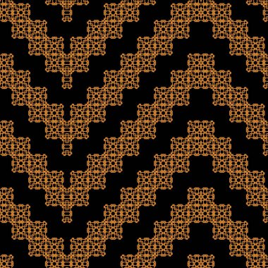 kumaş, tekstil, kağıt, sarmalayıcı baskı için serin siyah turuncu Art Deco Tasarım. Etnik tarzda geleneksel çini süs