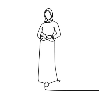 Minimalist tasarım çizim bir kız sürekli hijab moda