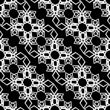 Art Deco Vektör Soyut Geometrik Süsler. Dekoratif Retro Arka Plan. Süs Deseni siyah beyaz