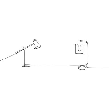 masa mum lambası ve öğrenci lambası sürekli hat Lamba vektör. Beyaz arka plan da izole web tasarımı için lamba simgeleri anahat seti