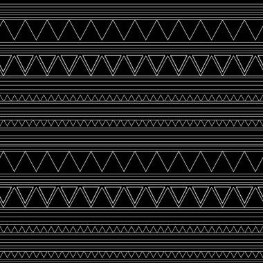 Kusursuz etnik model. El yapımı. Yatay çizgiler. Tekstilleriniz için siyah beyaz baskı. Vektör illüstrasyon afrika tarzı.