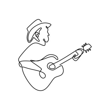 Caz gitar klasik müzik enstrüman sanatçısı sürekli tek satır çizim